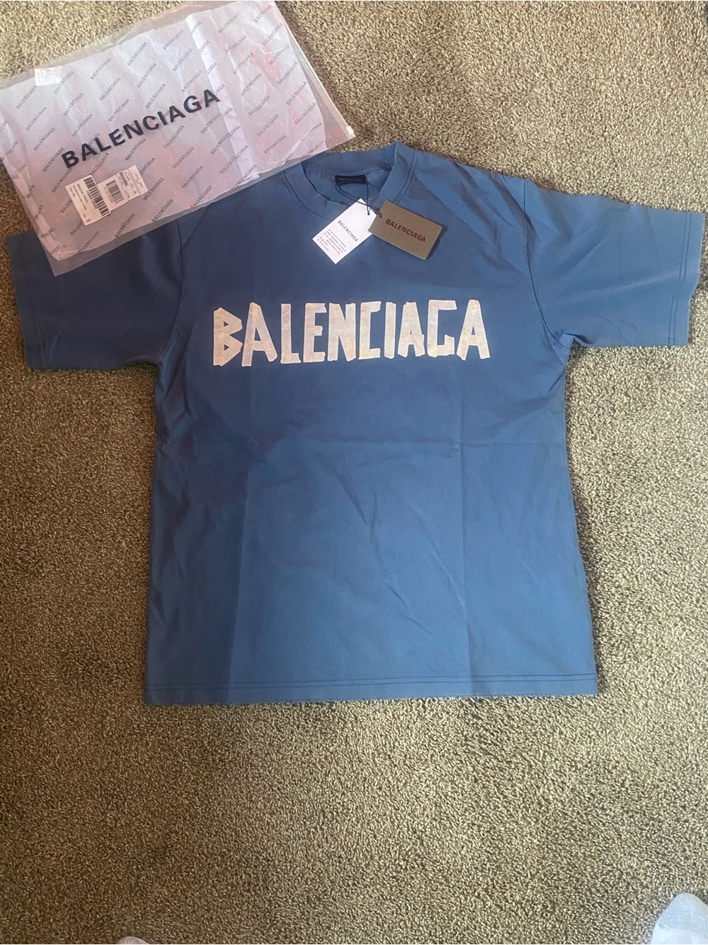 Blue-Yellow Balenciaga shirt-Mens